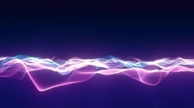 Parlayan parçacıkların iyi kalite, koyu mavi arkaplan, atmosferik teknolojik arkaplan, parlayan neon, video 4k