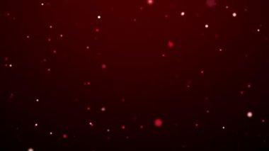 Kameraya doğru uçan yuvarlak parçacıkların olduğu kırmızı soyut arkaplan, parlak kırmızı arkaplan rengi, şenlikli atmosfer, yüksek kaliteli video arkaplan