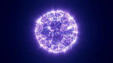 3D parlayan mavi küre, dijital yapısal ağ, fütüristik 3D nesne animasyonu, sinir ağları ve geleceğin yapay zekası.