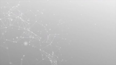 Işık arkaplanındaki beyaz dijital noktalar ve çizgiler ağı. Soyut dokuma arka planı soğuk ışık, minimalist tarz, 4k video, hareket tasarımı