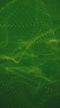 Akan yeşil nokta ızgarası dikey biçimde dalgalanan yumuşak dalgalar oluşturuyor. Dinamik ağ yapısı olan soyut organik animasyon.