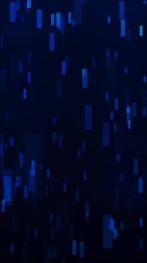 4K içerisindeki dikdörtgen mavi elementlerin dikey akışı veya soyut veri kodu, HUD ve UI arkaplan.