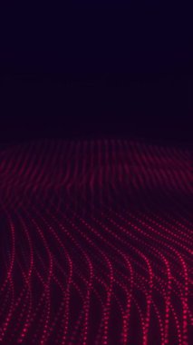 Derinliği, müzikal görsel efektleri veya 4K içerisindeki bilim kurgu özgeçmişi olan dijital bir manzaradaki parlak kırmızı noktalar.