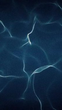 Işık noktalarından oluşan akışkan dijital kıvrımların pürüzsüz animasyonu. Hareket grafikleri, nöral ağlar veya geleceksel arayüzler için.