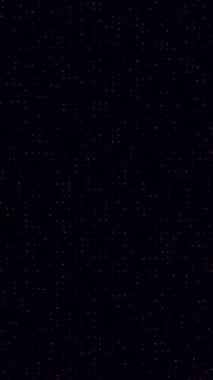 Karanlık arka planda küçük titreşimli dijital noktalar. 4K içinde dikey soyut teknoloji animasyonu.