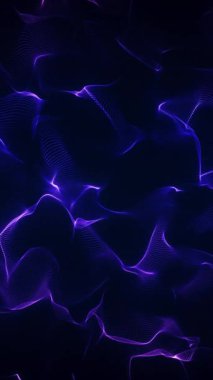 Koyu arkaplanda parıldayan dijital çizgileri olan yüksek teknolojili mavi dalga. Teknoloji videoları ve modern 4K projeleri için gelecekteki pürüzsüz animasyon.