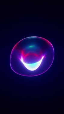Pürüzsüz küresel bir şeklin içinde renkli, parlak ışık saçan neon küre. Dijital sanat, müzik videoları ve yaratıcı projeler için canlı soyut animasyon.