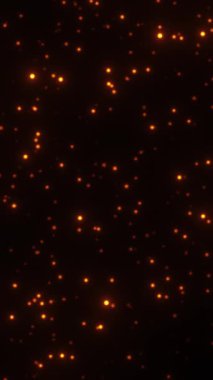 Karanlıkta parlayan turuncu kıvılcımlar, şenlikli soyut animasyon, 4k şenlik arka planı 