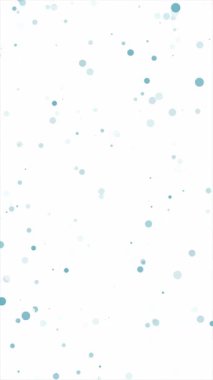 Mavi bokeh beyaz zemin üzerine düşer, yumuşak parlayan parçacıklar, dikey 4K video.