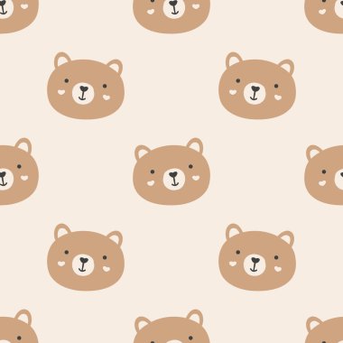 Beyaz arka planda sevimli İskandinav tarzı ayılar olan kusursuz el yapımı renkli çocuksu desenler. Kusursuz çocuklar skandal desenli. Sevimli hayvanlar. Hayvanlarla bebek deseni.