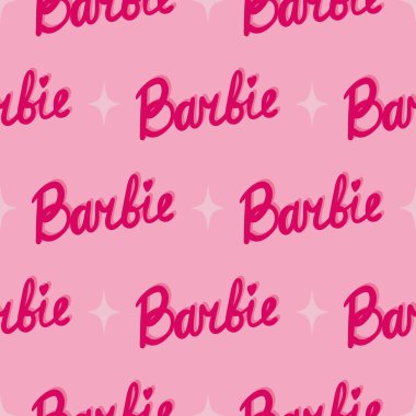 Barbie Prenses. Güzel, pembe, pürüzsüz bir desen. Güzel, kız işi duvar kağıdı. Vektör illüstrasyonu