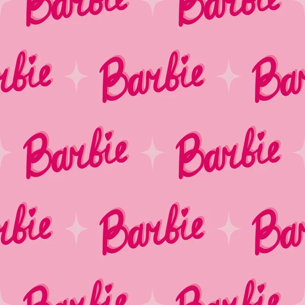 Barbie Prinzessin Niedliches Rosafarbenes Nahtloses Muster Schöne Mädchenhafte Tapete Vektorillustration — Stockvektor