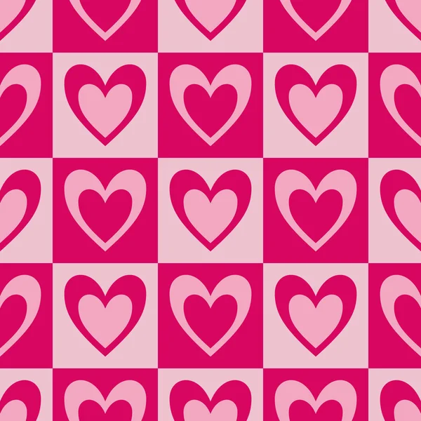 Barbie Motif Sans Couture Coeurs Rose Coeur Vecteur Texture Fond — Image vectorielle