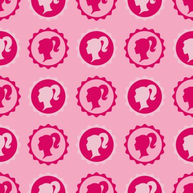 Barbie Princess. Cute pink seamless pattern. Beautiful girly wallpaper. Vector illustration clipart