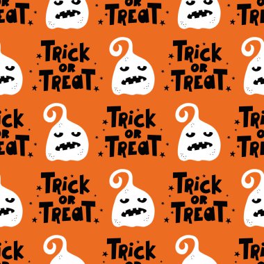 Elle çizilmiş balkabaklarıyla kusursuz desen. Güzel bir sonbahar şablonu. Bayram, Cadılar Bayramı, Şükran Günü ve hasat için tebrik kartı ve davetiye tasarımı.