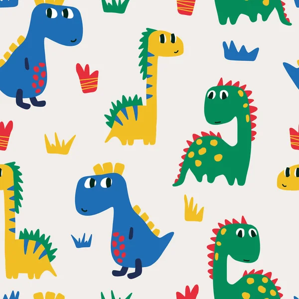 Modèle Répétitif Enfantin Avec Des Dinosaures Dans Style Scandinave Modèle — Image vectorielle