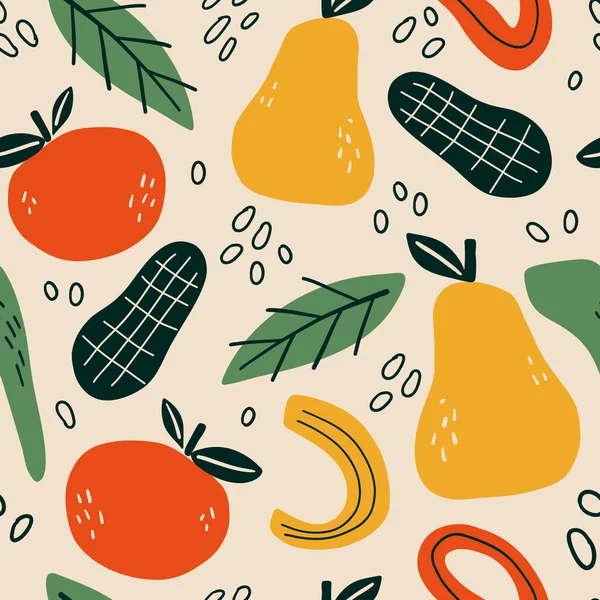 Nahtloses Muster Mit Abstrakten Tropischen Früchten Vektor Design Für Papier — Stockvektor