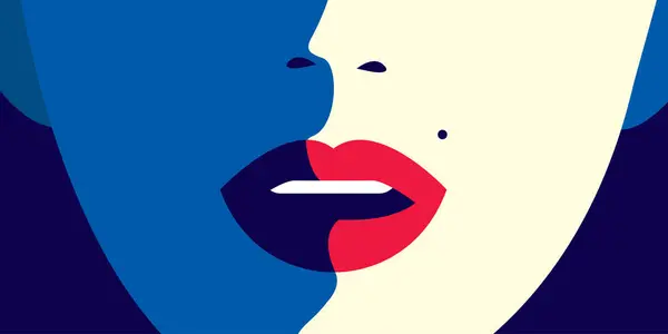 Lábios Femininos Bonitos Fechar Parte Face Close — Vetor de Stock