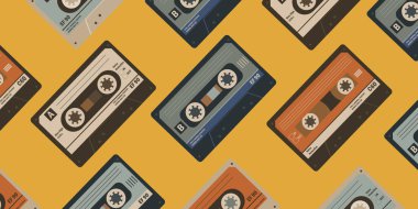 Arka planda bir sürü retro ses kaydı var.
