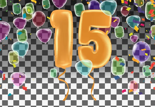 Ευχετήρια Κάρτα Happy Birthday Number Fun Art Style Balloons Party — Διανυσματικό Αρχείο