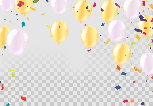 Ρεαλιστικό Μπαλόνι Φόντο Για Κόμμα Διακοπές Γενέθλια Κάρτα Προώθησης Αφίσα — Διανυσματικό Αρχείο