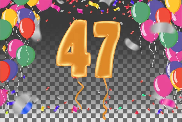 Ευχετήρια Κάρτα Happy Birthday Number Fun Art Style Balloons Κόμμα — Διανυσματικό Αρχείο
