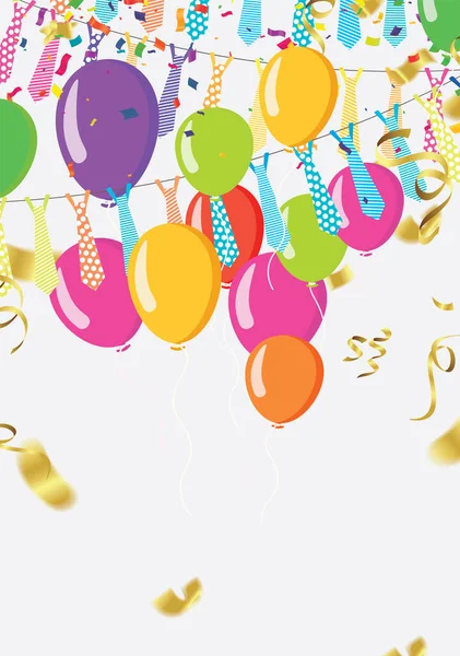 Balloons Variety Colors Vector Illustration Colored Confetti Garlands Streamers Background — ストックベクタ