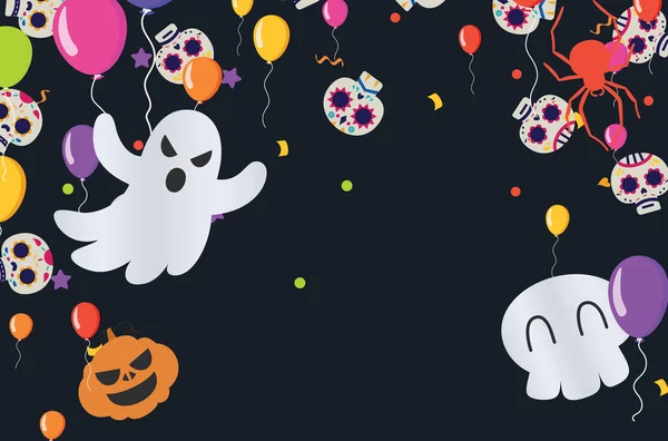 Feliz Banner Halloween Fundo Convite Festa Com Ilustração Vector Noite — Vetor de Stock
