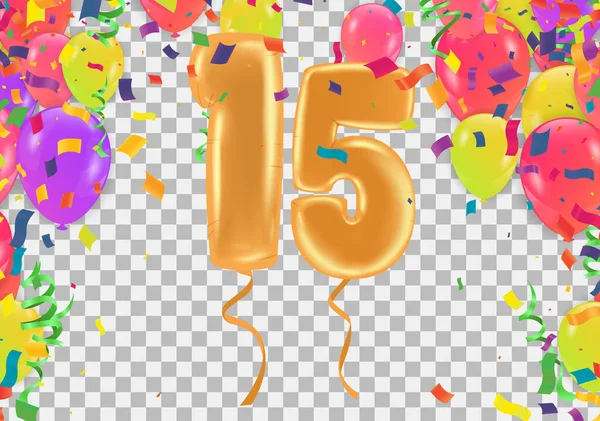 Elegante Celebração Saudação Aniversário Feliz Aniversário Parabéns Cartaz Números Balões — Vetor de Stock