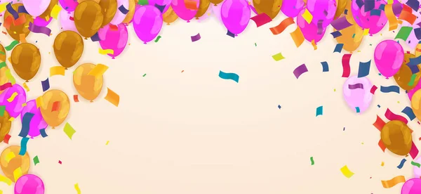 Realistyczne Tło Balonu Imprezę Wakacje Urodziny Karta Promocyjna Plakat Ilustracja — Wektor stockowy