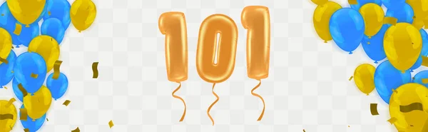 Célébration Élégante 101 Anniversaire Joyeux Anniversaire Affiche Félicitations Des Ballons — Image vectorielle