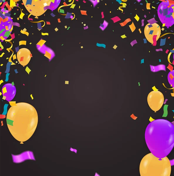 Happy Typography Vector Design Template Birthday Celebration Foil Confetti Glitter — Stock Vector