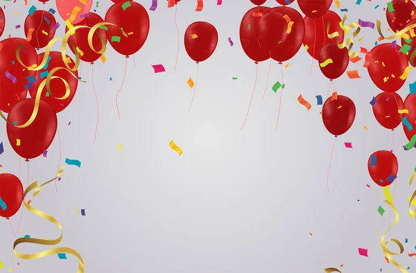 誕生日 記念日 お祝い イベントデザイン ベクトルイラスト カラフルな気球やガーランドとスタイルの夏祭りの背景 — ストックベクタ