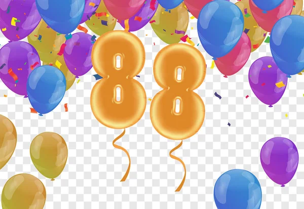 Celebração Saudação Elegante Aniversário Feliz Aniversário Cartaz Parabéns Números Balões — Vetor de Stock