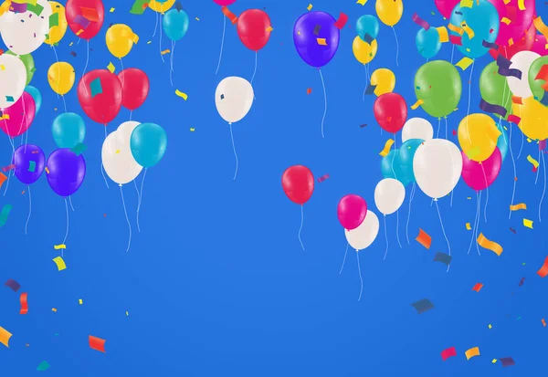 快乐的排版矢量设计 生日庆祝模板 意大利面和闪闪发光的气球 — 图库矢量图片