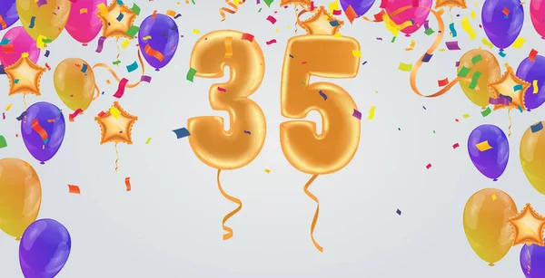 Eleganckie Powitanie Urodziny Wszystkiego Najlepszego Plakat Gratulacje Numery Balonów Musującym — Wektor stockowy