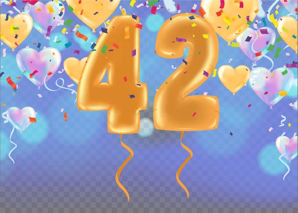 Eleganckie Powitanie Święto Urodziny Wszystkiego Najlepszego Plakat Gratulacje Numery Balonów — Wektor stockowy