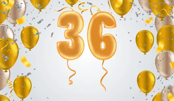 Elegant Greeting Celebration Birthday Happy Birthday Congratulations Poster Balloons Numbers — Stock Vector
