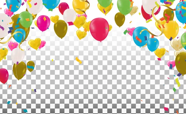 Doğum Günü Yıldönümü Kutlama Olay Tasarımı Vektör Çizimi Renkli Balonlar — Stok Vektör