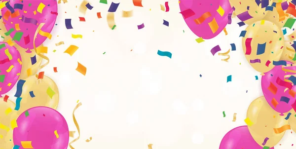 Desenho Vetorial Tipografia Feliz Modelo Para Celebração Aniversário Folhas Confete — Vetor de Stock
