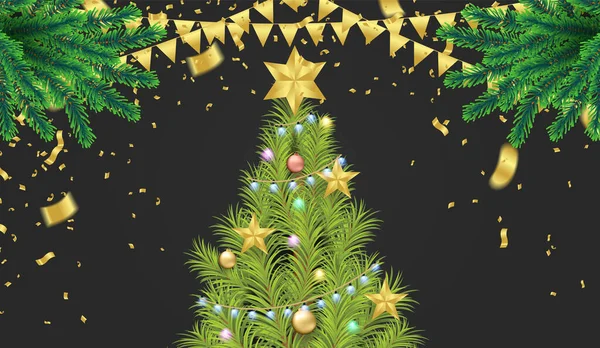 Frohe Weihnachten Und Ein Gutes Neues Jahr 2023 Grußkarte Vektorillustration — Stockvektor