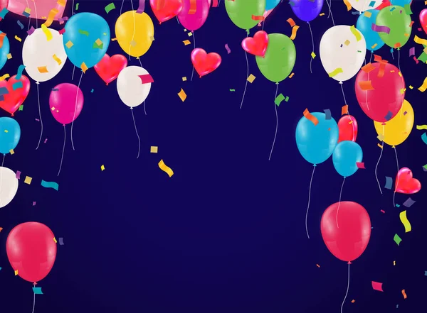 周年纪念日 活动设计 矢量图解 时尚的夏季节庆背景 有五彩缤纷的气球和花环 — 图库矢量图片