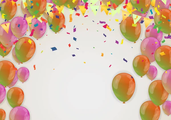 Diseño Vectorial Tipográfico Feliz Plantilla Para Celebración Del Cumpleaños Confeti — Vector de stock