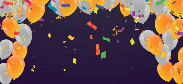 Счастливая Типография Векторного Дизайна Шаблон Празднования Дня Рождения Конфетти Фольги — стоковый вектор