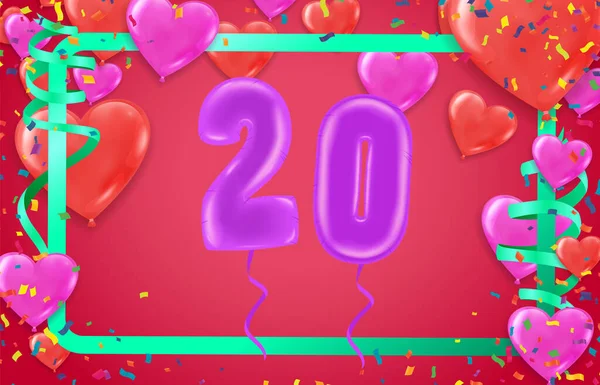 Celebração Saudação Elegante Aniversário Feliz Aniversário Cartaz Parabéns Números Balões — Vetor de Stock