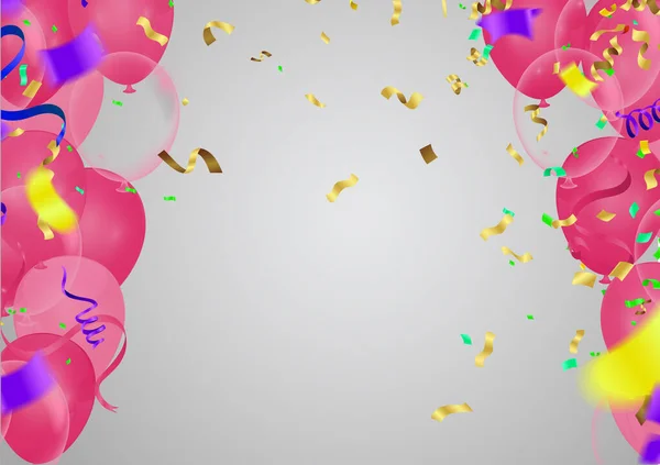 Doğum Günü Yıldönümü Kutlama Olay Tasarımı Vektör Çizimi Renkli Balonlar — Stok Vektör