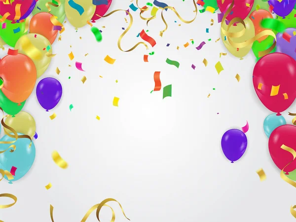 Color Glossy Happy Birthday Balloons Banner Vector Illustration of Colorful