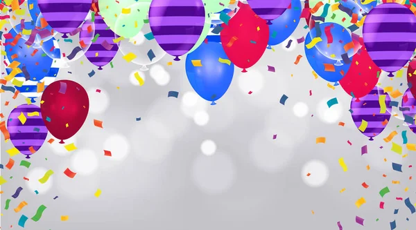 生日气球为聚会和庆祝活动而飞行 背景中与信息隔离的空间 — 图库矢量图片