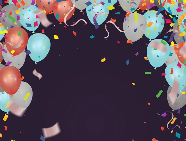 Ballonnen Confetti Spandoeken Een Teken Voor Tekst Vakantie Achtergrond Met — Stockvector