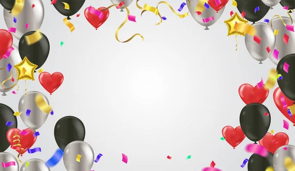 Geburtstagsballons Fliegen Zum Feiern Und Feiern Hintergrund Ist Platz Für — Stockvektor